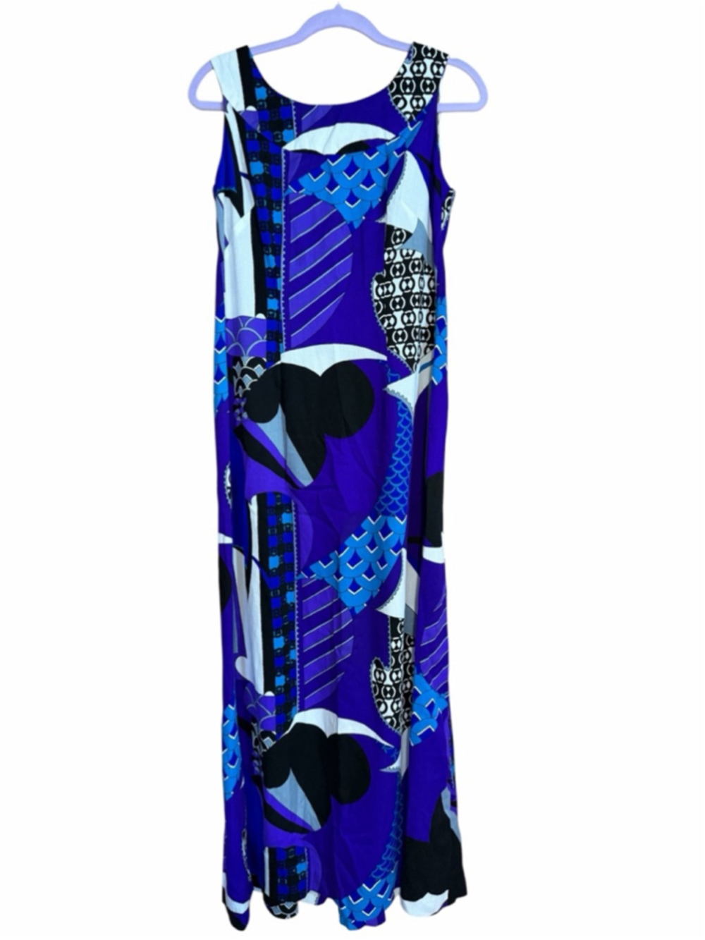 Hawaii Nei Honolulu vintage vibrant purple & blue sleeveless maxi dress size 10
